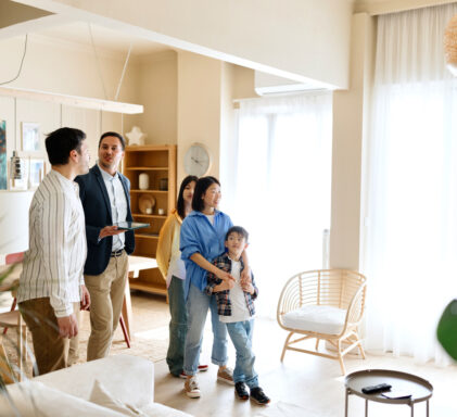 Real Estate Agent talking with family