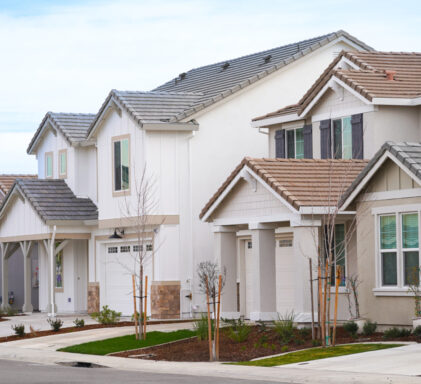 Up close of single family homes